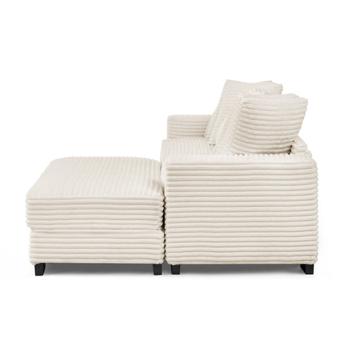 Corduroy Tufted Upholstered L-shaped Modular Sectional Sofa