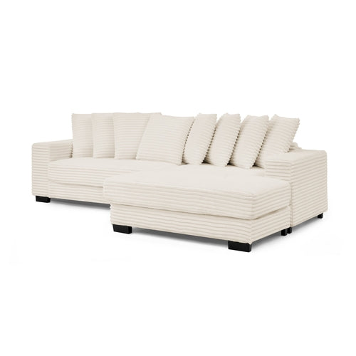 Corduroy Tufted Upholstered L-shaped Modular Sectional Sofa