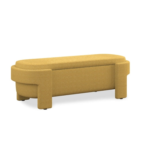 Linen Fabric Upholstered Bench with Large Storage Space
