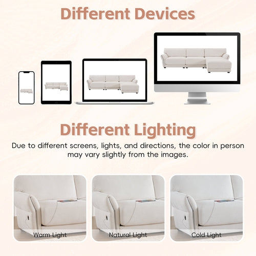 110' Modular Sectional Sofa, L-Shape with Extra-Wide Seat Cushion