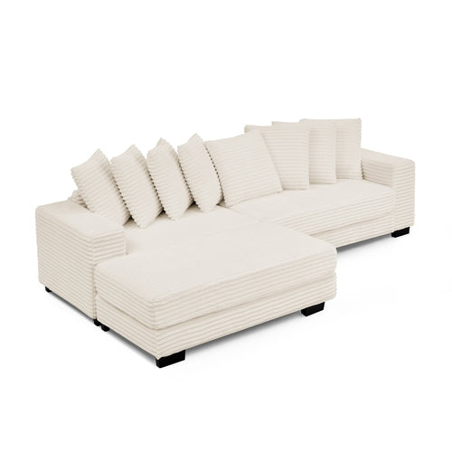 Corduroy Tufted Upholstered L-shaped Modular Sectional Sofa