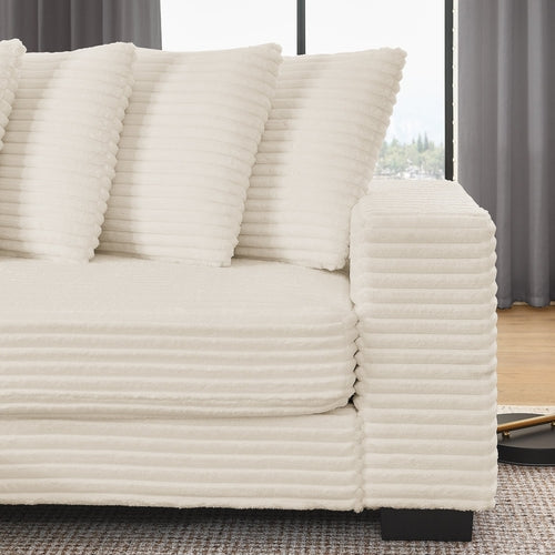 Corduroy Tufted Upholstered L-shaped Modular Sectional Sofa