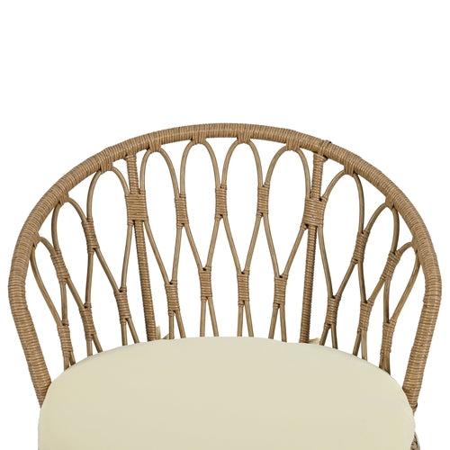 Outdoor Leisure Set, 2 Rattan Single Chairs with A Glass Round Table