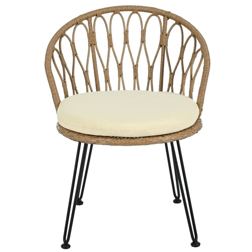 Outdoor Leisure Set, 2 Rattan Single Chairs with A Glass Round Table