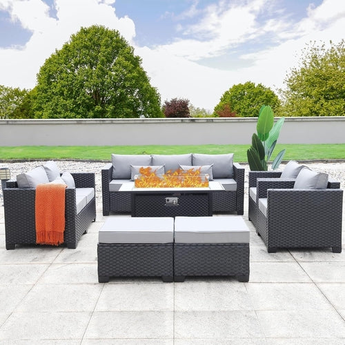 7 PCS Outdoor Furniture Set with 45-Inch Propane Fire Pit