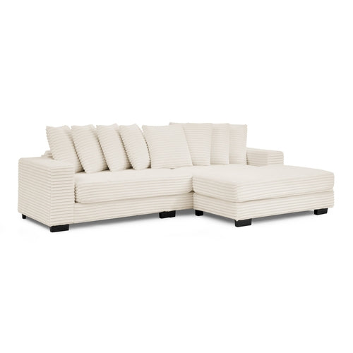 Corduroy Tufted Upholstered L-shaped Modular Sectional Sofa