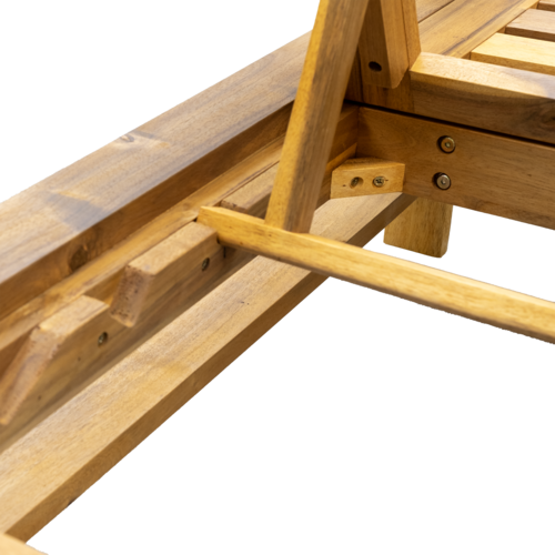 Acacia Wood Adjustable Backrest Outdoor Lounge Chair