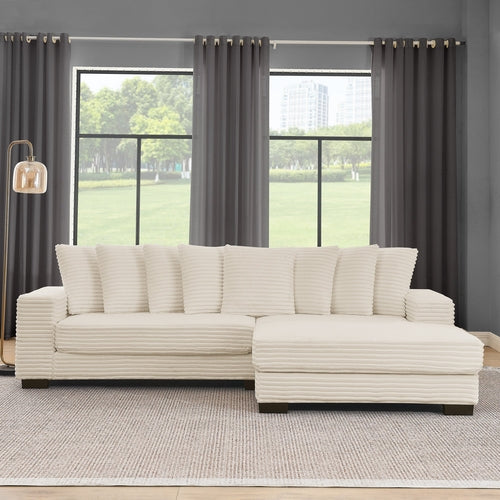 Corduroy Tufted Upholstered L-shaped Modular Sectional Sofa