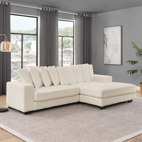 Corduroy Tufted Upholstered L-shaped Modular Sectional Sofa