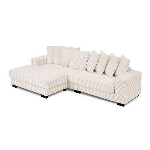 Corduroy Tufted Upholstered L-shaped Modular Sectional Sofa
