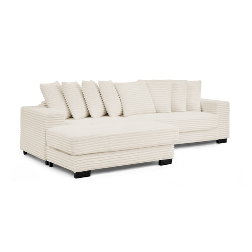 Corduroy Tufted Upholstered L-shaped Modular Sectional Sofa