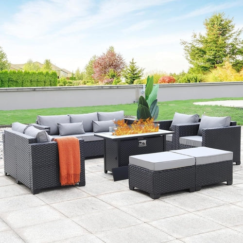 7 PCS Outdoor Furniture Set with 45-Inch Propane Fire Pit