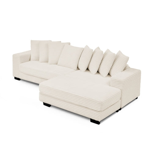 Corduroy Tufted Upholstered L-shaped Modular Sectional Sofa
