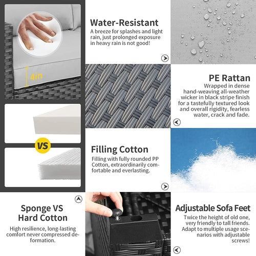 7 PCS Outdoor Furniture Set with 45-Inch Propane Fire Pit