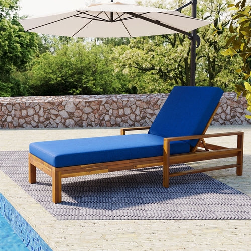 Acacia Wood Adjustable Backrest Outdoor Lounge Chair