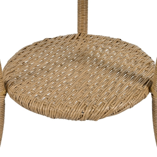 Outdoor Leisure Set, 2 Rattan Single Chairs with A Glass Round Table