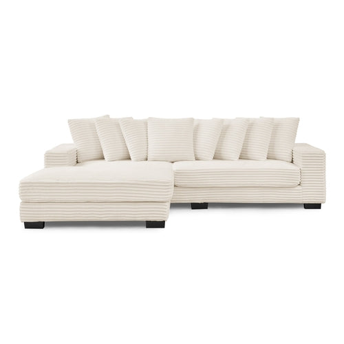 Corduroy Tufted Upholstered L-shaped Modular Sectional Sofa