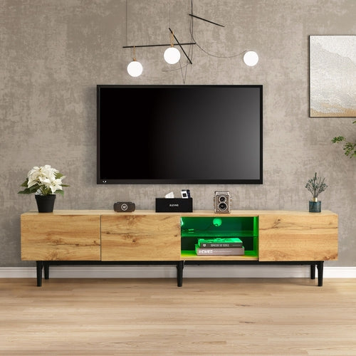 MDF TV Stand with 4 Cabinets & Open Shelves