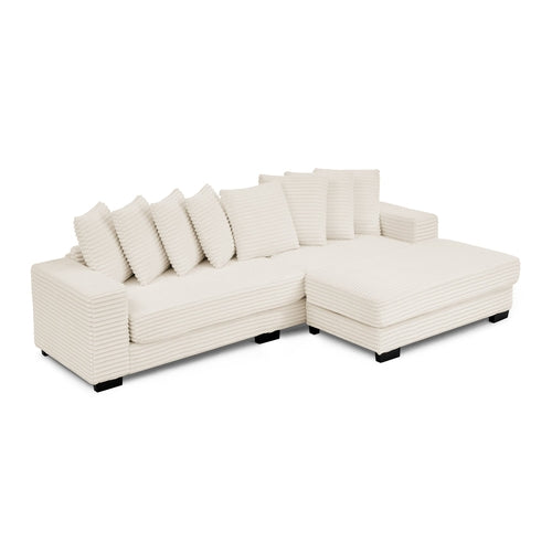 Corduroy Tufted Upholstered L-shaped Modular Sectional Sofa