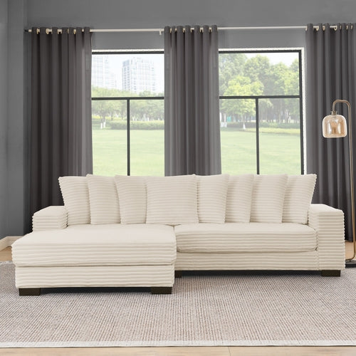 Corduroy Tufted Upholstered L-shaped Modular Sectional Sofa