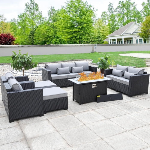 7 PCS Outdoor Furniture Set with 45-Inch Propane Fire Pit
