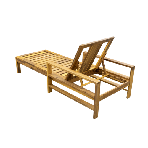 Acacia Wood Adjustable Backrest Outdoor Lounge Chair