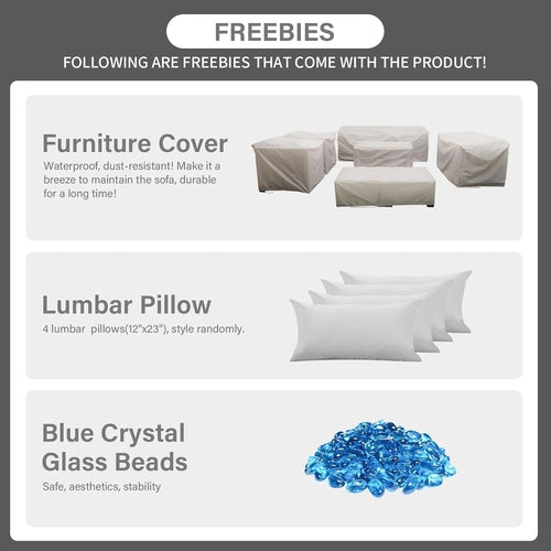 7 PCS Outdoor Furniture Set with 45-Inch Propane Fire Pit